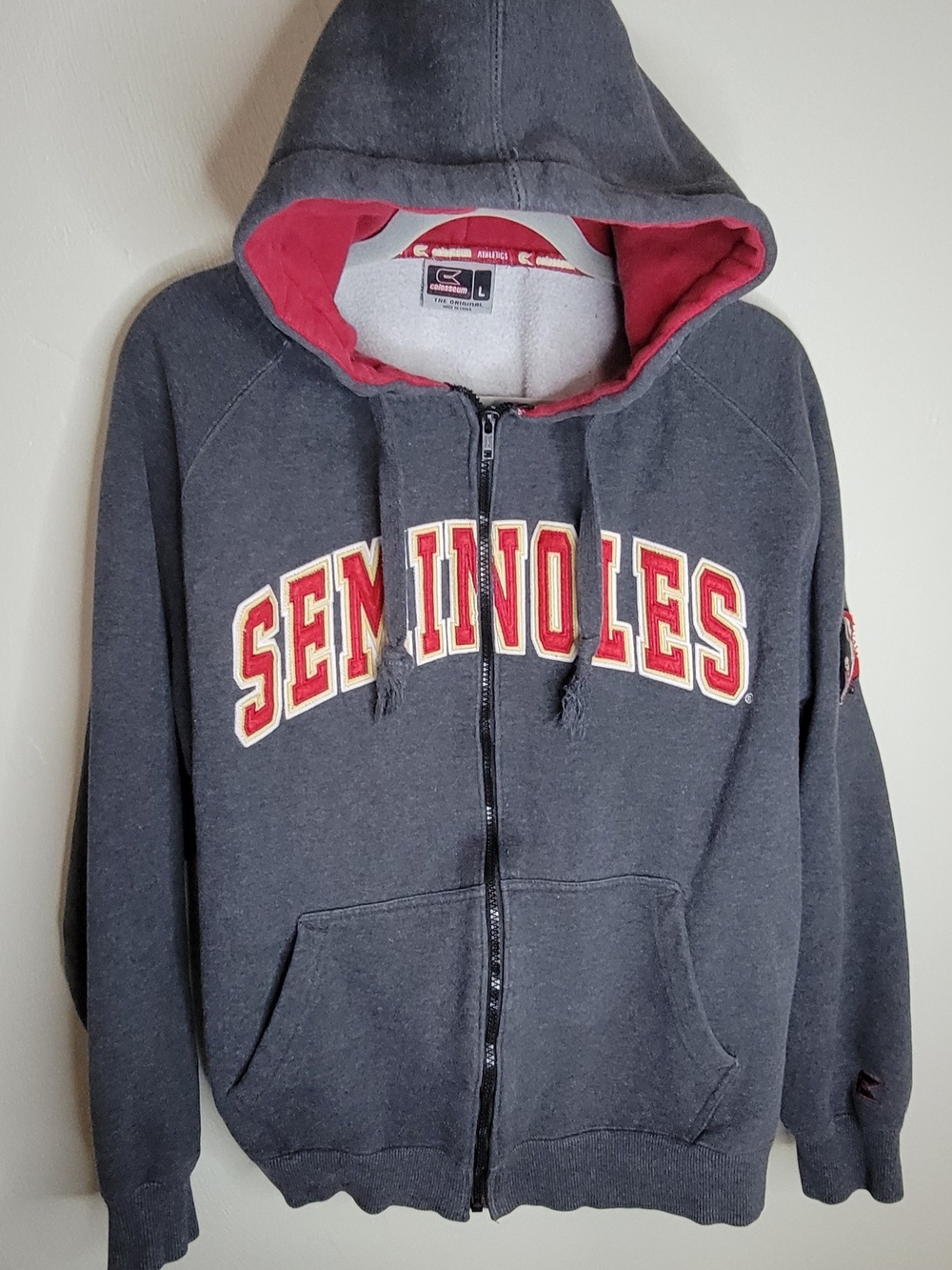 Vintage Colosseum Florida State Seminoles Embroidered Zip-Up Hooded Sweatshirt L